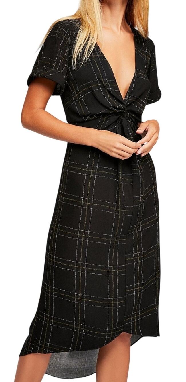 NWT Free People Bon Bon Plaid Printed Dress, S